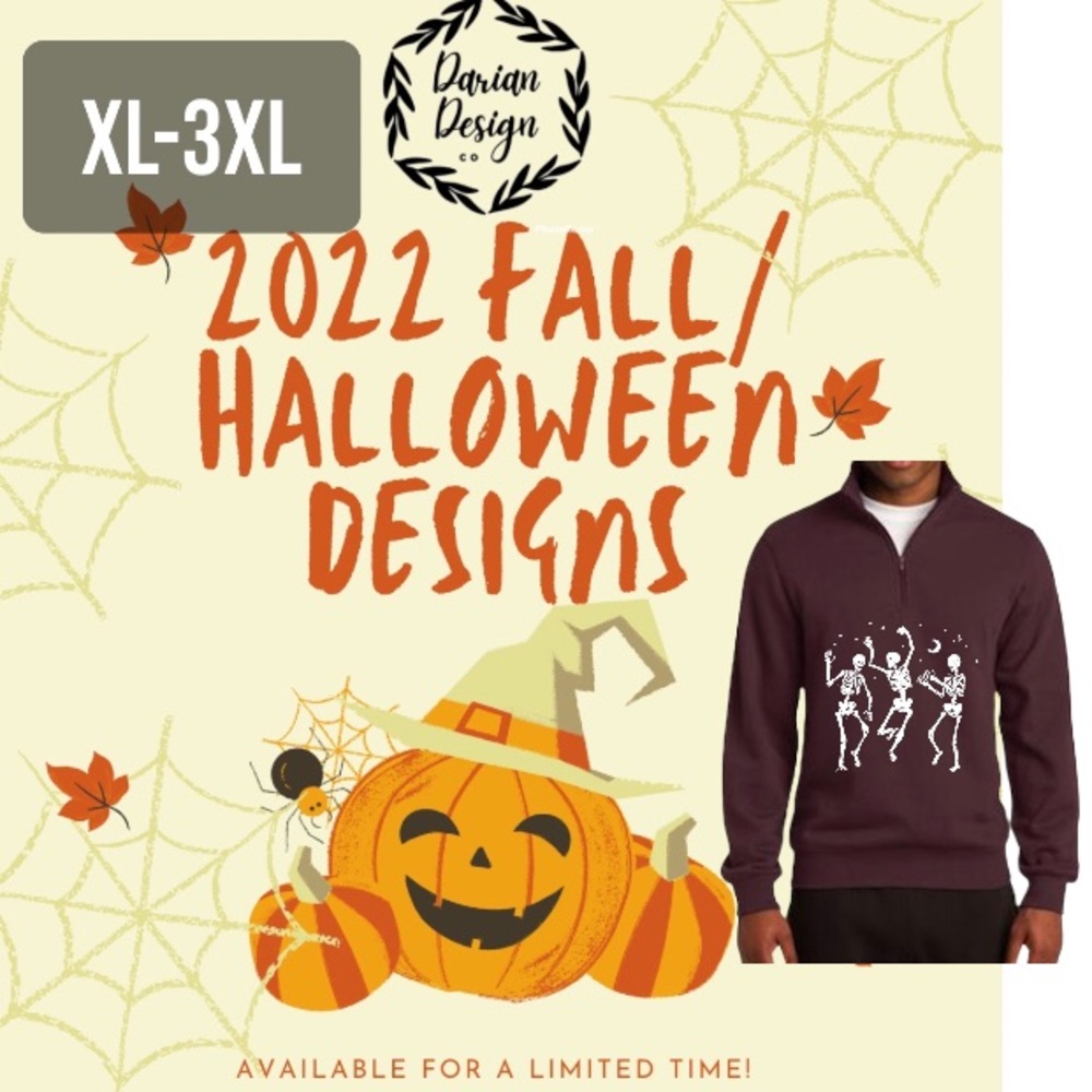 Fall/HalloweenQuarter Zip Pullover by Darian Design Co XL-3XL